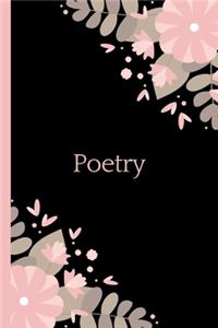 Poetry: A Lovely and Cute Journal Where Keep Track of All of Your Poems, Emotions, Feelings, Thoughts and Dreams - Black Pink and Matte - 6x9 - Cream Paper 