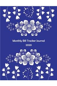 Monthly bill tracker journal 2020