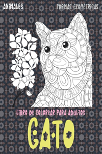 Libro de colorear para adultos - Formas geométricas - Animales - Gato