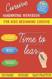 Cursive Handwriting Workbook For Kids Beginning Cursive