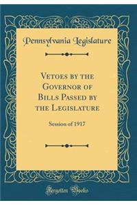 Vetoes by the Governor of Bills Passed by the Legislature: Session of 1917 (Classic Reprint)