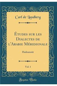 Ã?tudes Sur Les Dialectes de l'Arabie MÃ©ridionale, Vol. 1: HadramoÃ»t (Classic Reprint)