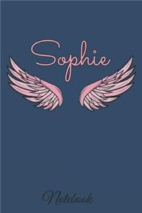 Sophie Notebook: A beautiful personalized angel wings soft cover notebook with 100 lined pages in 6x9 inch format. Personal Diary Personalized Journal Customized Jou