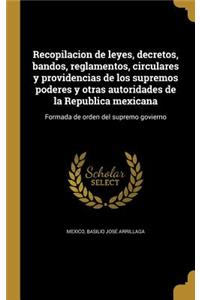 Recopilacion de leyes, decretos, bandos, reglamentos, circulares y providencias de los supremos poderes y otras autoridades de la Republica mexicana