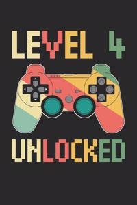 Level 4 Unlocked: funny 4th Gamer Birthday Gift retro vintage notebook / journal gaming lovers gift