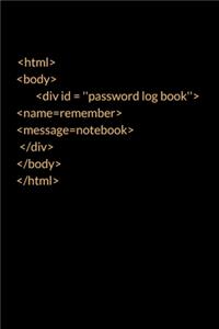 Password Log Book Remember Notebook