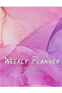Weekly Planner Sept 2019 - Dec 2020 16 Months