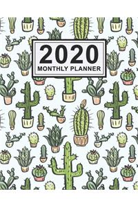 2020 Monthly Planner: Cactus Daily Weekly Monthly Calendar 2020 Planner - January 2020 to December 2020