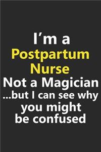 I'm a Postpartum Nurse Not A Magician But I Can See Why You Might Be Confused: Funny Job Career Notebook Journal Lined Wide Ruled Paper Stylish Diary Planner 6x9 Inches 120 Pages Gift