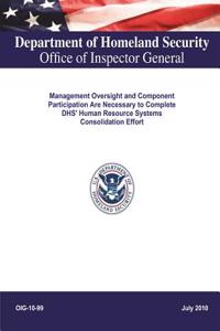 Management Oversight and Component Participation Are Necessary to Complete Dhs' Human Resource Systems Consolidation Effort