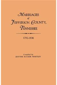 Marriages of Jefferson County, Tennessee, 1792-1836