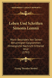 Leben Und Schriften Simonis Lemnii