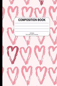 Composition Notebook with Hearts (College Ruled)