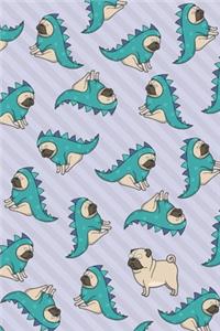 Pug in a Dinosaur Costume