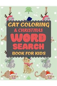 Cat Coloring & Christmas Word Search Book for Kids