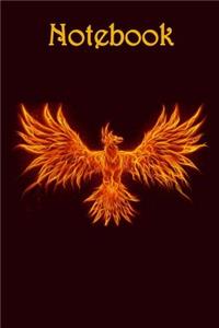 Notebook: Phoenix Dark Red Bg - Bespoke, Personalised Notebook. Contact Us If You Would Like Your Own Image, Name or Other Text on a Book.