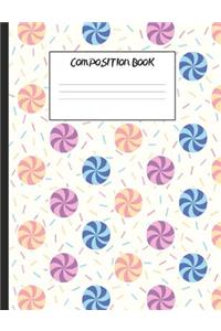 Composition Book: Swirl Candy & Sprinkles, 200 Pages, College Ruled (7.44 X 9.69)