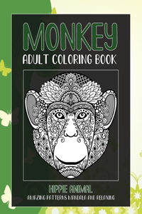 Adult Coloring Book Hippie Animal - Amazing Patterns Mandala and Relaxing - Monkey