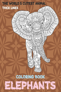 The World's Cutest Animal Coloring Book - Thick Lines - Elephants