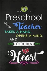 A Preschool Teacher takes a Hand and touches a Heart