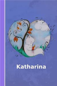 Katharina: Personalisiertes Notizbuch - Fuchs Mit Herz - Softcover - 120 Seiten - Leer / Blanko / Nummeriert - Notebook - Tagebuch - Diary - Scrapbook - Gesche