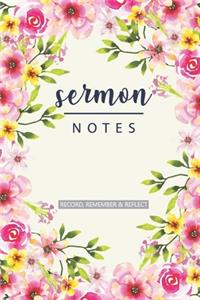 Sermon Notes Record, Remmember & Reflect