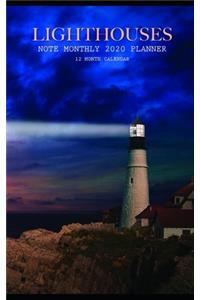 Lighthouses Note Monthly 2020 Planner 12 Month Calendar