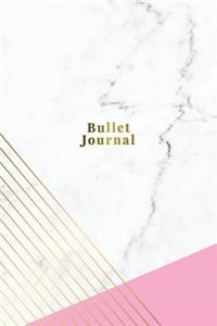 Bullet Journal: Marble + Gold Trendy Journal - 120-Page 1/2 Inch Dot Grid Notebook- 6 X 9 Marble & Gold Perfect Bound Softcover