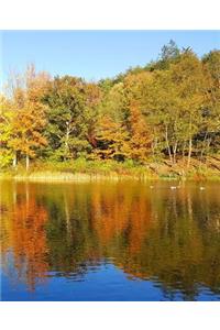 Autumn School Composition Book Fall Lake Foliage Reflection 130 Pages