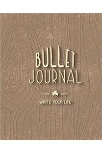 Bullet Journal Dotted Grid Dated Notebook, Dark Wooden Classic: Large Quarterly Bullet Journal Blank Pages with Number, 150p, 8x10