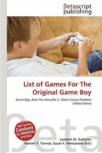 List of Games for the Original Game Boy