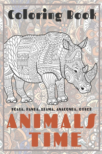 Animals Time - Coloring Book - Koala, Panda, Llama, Anaconda, other