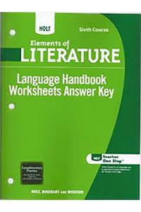 Holt Elements of Literature: Language Handbook Worksheets: Grammar, Usage, and Mechanics Third Course
