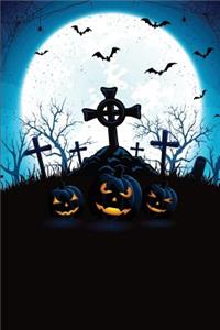 Jack-O-Lantern Bat Graveyard Grid Notebook