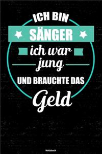 Ich bin Sänger ich war jung und brauchte das Geld Notizbuch