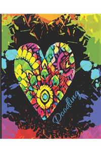 Rainbow Floral Heart Colorful Splatter Cute Gift Sketch Book Blank Paper Pad Journal for Doodling Sketching Coloring or Writing