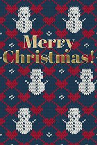 Merry Christmas Knit Snowman Hearts Notebook