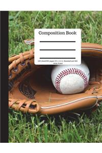 Composition Book 100 Sheet/200 Pages 8.5 X 11 In.-Wide Ruled Baseball and Mitt