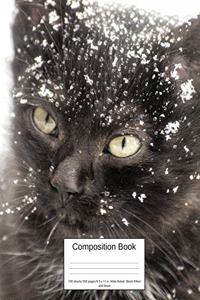 Composition Book 100 Sheets/200 Pages/8.5 X 11 In. Wide Ruled/ Black Kitten with Snow