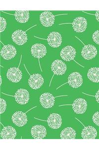 My Big Fat Journal Notebook Dandelions On Green