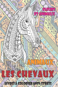 Livres a colorier anti-stress - Fleurs et animaux - Animaux - Les chevaux