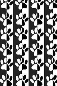 Black And White Dog Paw Prints And Stripes