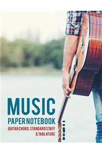 Music paper notebook - Guitar chord, Standard staff & Tablature