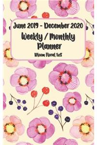 June 2019 - December 2020 Bloom Floral Weekly / Monthly Planner 5x8