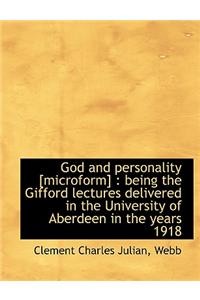 God and Personality [Microform]