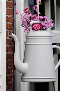 Pink Flowers Arranged in a Coffeepot Journal