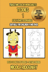 Trace and color worksheets (Teddies 1)
