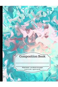 Water Wave Wide Ruled Composition Notebook-100 sheet/200 pages, 9.75in. x 7.5in