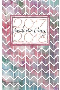 2017 - 2018 Academic Diary: Week to View A5 | Mid Year Student Planner WO2P Pink and Green Watercolour Cover