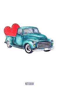 Valentines truck Notebook Blank Composition Book, valentines day journal, valentines Notebook Gift